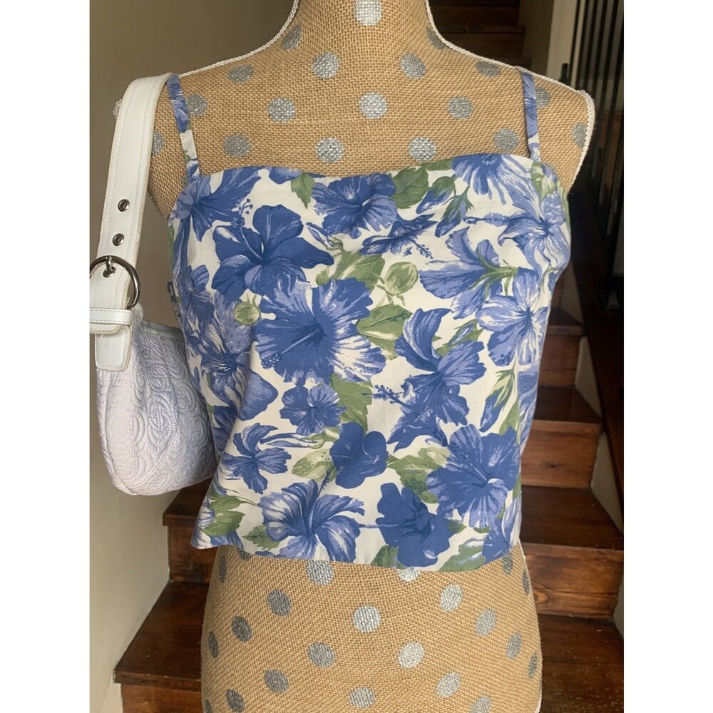 VtG Abercrombie & Fitch Tank Top Hawaii Rare  Floral Smocked Cropped Surf